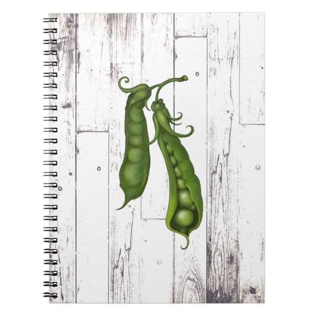 Cuaderno Guisantes Verdes Guisante Blanco Madera Rústica Co (Frente)