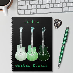 Cuaderno Guitar Arte agregar Nombre Verde Negro Composición
