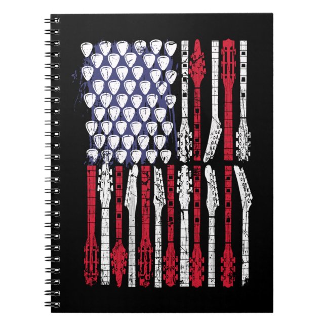 Cuaderno Guitar Bandera Americana USA American Music Lover  (Frente)