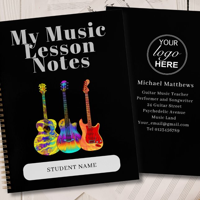 Cuaderno Guitar Tutor Personalizado Estudiante Lección de M (Guitar tutor personalized student music lesson notebook musical instrument teacher business supplies)