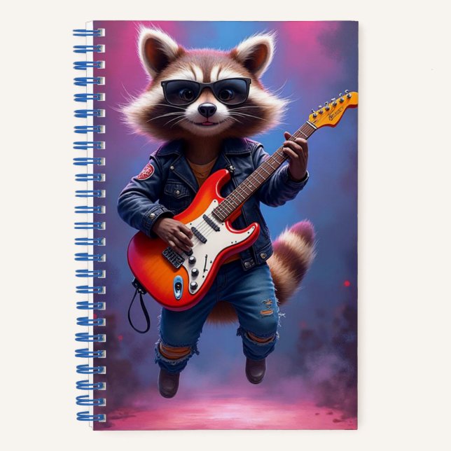 Cuaderno Guitarista de rock, Raccoon, autora Natasha Us (Anverso)