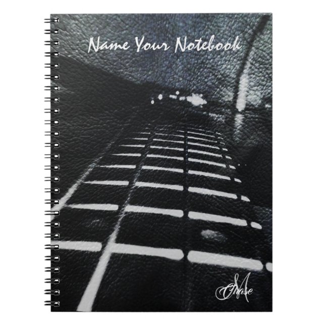 Cuaderno Guitarra baja del Grunge de cuero negro (Frente)