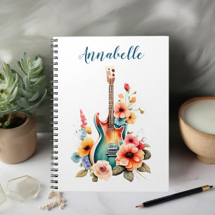 Cuaderno Guitarra Boho con florales en flor
