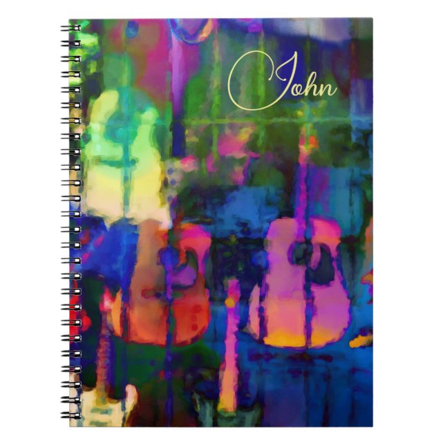 Cuaderno Guitarra de colores primarios modernos (Frente)