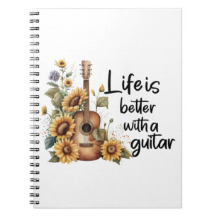 Cuaderno Guitarra De Nombre personalizar Con Girasol