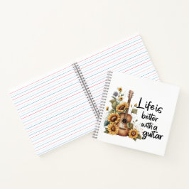 Cuaderno Guitarra De Nombre personalizar Con Girasol