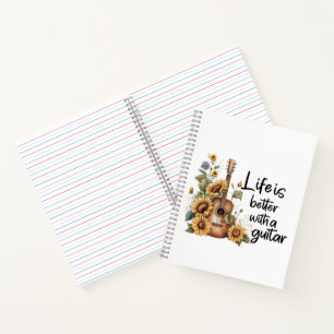 Cuaderno Guitarra De Nombre personalizar Con Girasol