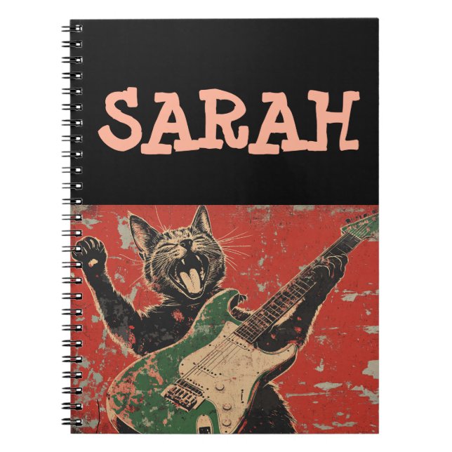 Cuaderno Guitarra del gato personalizado NOTEBOOK (Frente)
