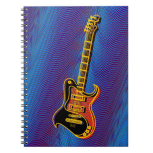 Cuaderno Guitarra eléctrica azul cosecha Trippy Retro Pop A