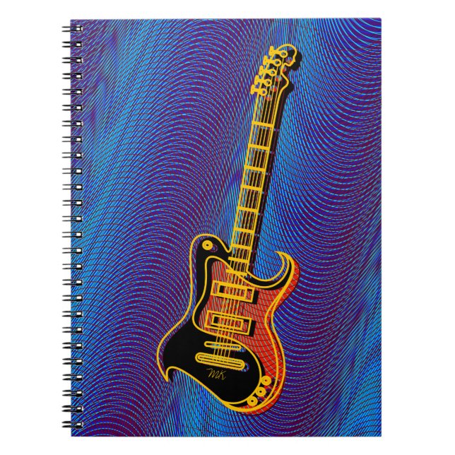 Cuaderno Guitarra eléctrica azul cosecha Trippy Retro Pop A (Frente)