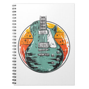 Cuaderno Guitarra Eléctrica Retro Atardecer Vintage Banda d