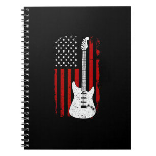 Cuaderno Guitarra Tocadiscos Música Bandera De EE. UU. Guit