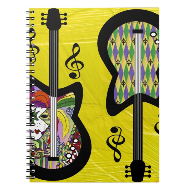 Cuaderno Guitars coloridos del Mardi Gras (Frente)