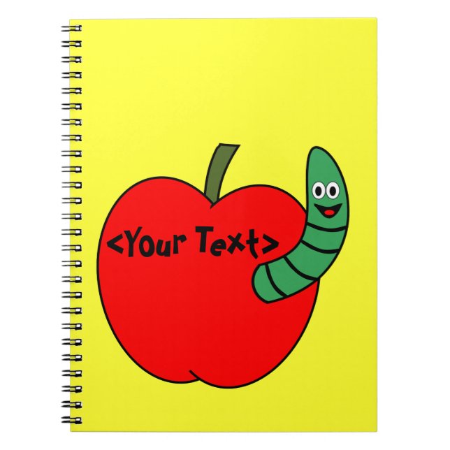 Cuaderno Gusano verde de Apple rojo (Frente)