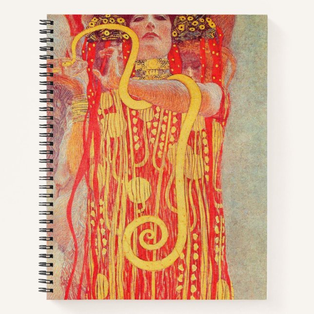 Cuaderno Gustav Klimt Red Woman Gold Snake Pintura (Anverso)