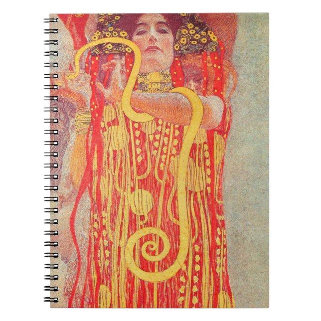 Cuaderno Gustav Klimt Red Woman Gold Snake Pintura (Frente)