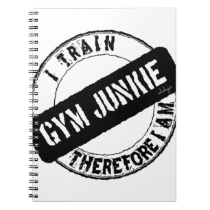 Cuaderno GYM JUNKIE. ENTRETENGO POR LO TANTO SOY negro
