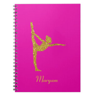 Cuaderno Gymnastics Gold Glitter Gymnast Pink Notebook