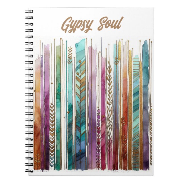 Cuaderno GYPSY Soul, artsy boho, inky abstracto (Frente)