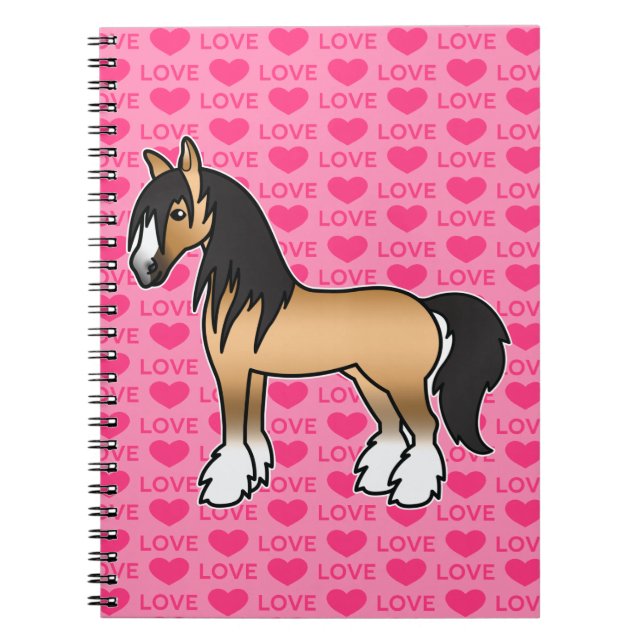 Cuaderno Gypsy Vanner Shire Cartoon Buckskin Amor (Frente)