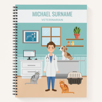 Cuaderno Habitación de veterinario hombre veterinario docto