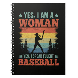 Cuaderno Hablo con fluidez fan de jugadora de béisbol femen