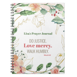 Cuaderno Hacer justicia Floral Micah 6:8 Oración personaliz