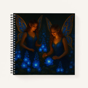 Cuaderno Hada Azul Tranquila Paz Floral Fantasía