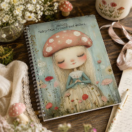 Cuaderno Hada Caprichosa de Hongos en un Prado Floral Perso