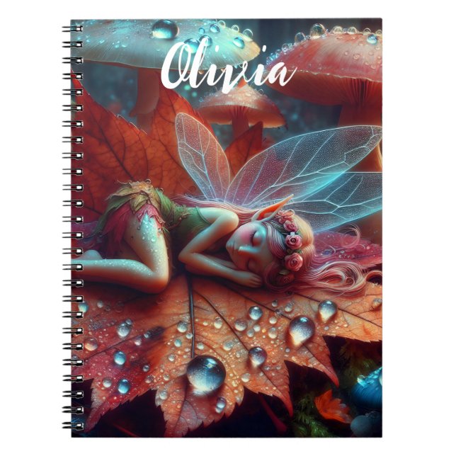 Cuaderno Hada caprichosa durmiendo en una hoja (Frente)