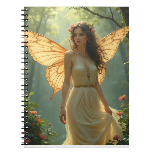Cuaderno Hada con vestido blanco en el bosque (Frente)