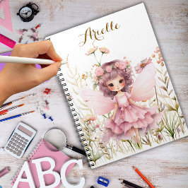 Cuaderno hada de fantasía flor silvestre pastel