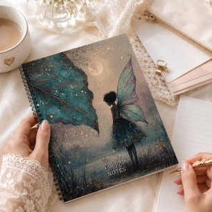 Cuaderno Hada de hoja encantada bajo la luz de la luna acua