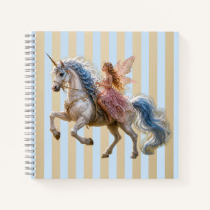 Cuaderno Hada élfica montando un unicornio