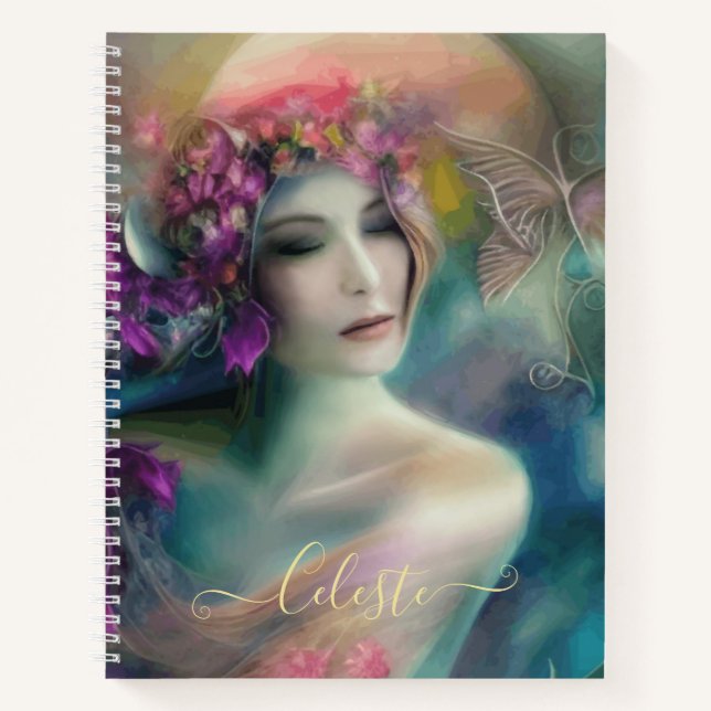 Cuaderno Hada En La Acuarela Del Jardín De Flores (Anverso)