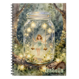 Cuaderno Hada encantada en un frasco en un bosque mágico