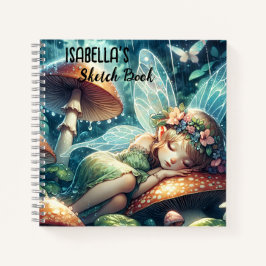 Cuaderno Hada Etérea Durmiendo sobre una Setas Personalizad