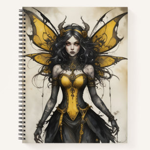 Cuaderno Hada Gótica en Negro y Amarillo