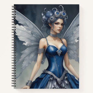 Cuaderno Hada Mecánica en Azul y Plata