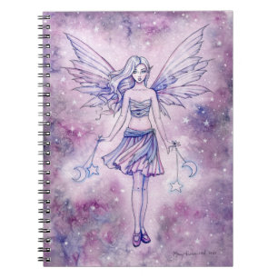 Cuaderno Hada púrpura en la ilustración de fantasía de las