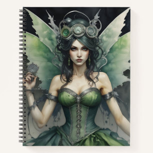 Cuaderno Hada Steampunk Verde y Plata
