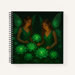 Cuaderno Hada Verde Fantasía Botánica Floral Naturaleza