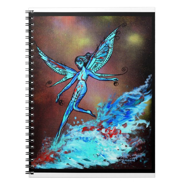 Cuaderno hadas azules de agua de sirena alas mariposa chica (Frente)