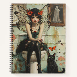 Cuaderno Hadas góticas y gatos negros Quirky Halloween Art