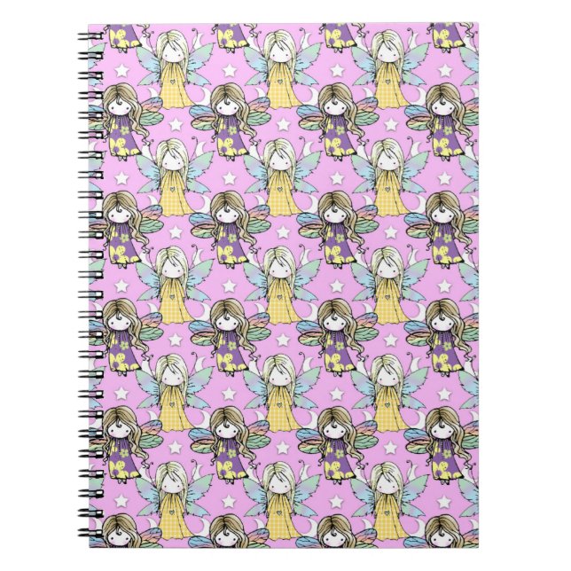 Cuaderno Hadas Lindas y Estrellas y Lunas Patrón (Frente)