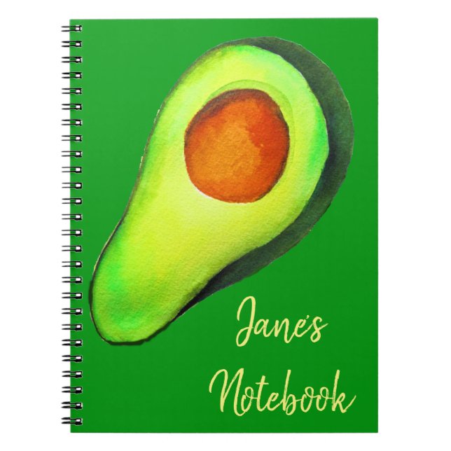 Cuaderno Hadicto al aguacate arte lindo verde (Frente)