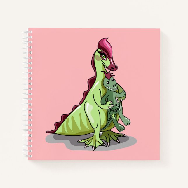 Cuaderno Hadrosauro Femenino Con Una Muñeca. (Anverso)