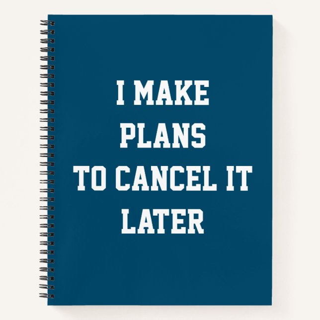 Cuaderno Hago planes para cancelarlos más tarde Plan divert (Anverso)