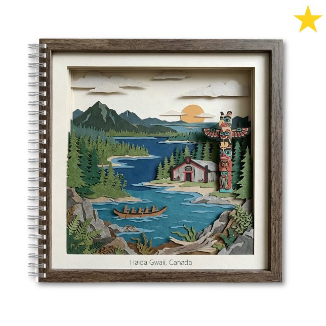 Cuaderno Haida Gwaii B.C. Canada Paper Collage Diorama (Subido por el creador)