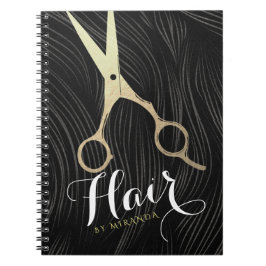 Cuaderno Hair Salon Hairstylist modernas tijeras de oro neg